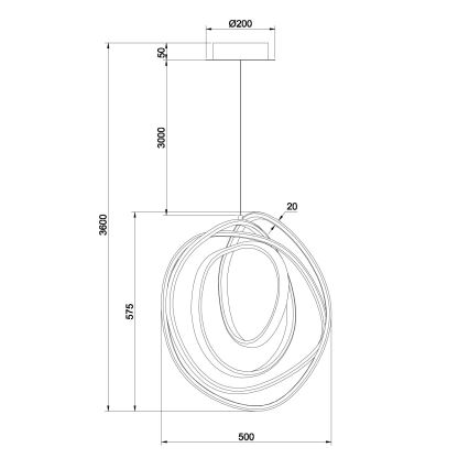 Ondaluce - LED prigušiva luster na sajli GOLDEN LED/50W/230V prečnik 50 cm zlatna