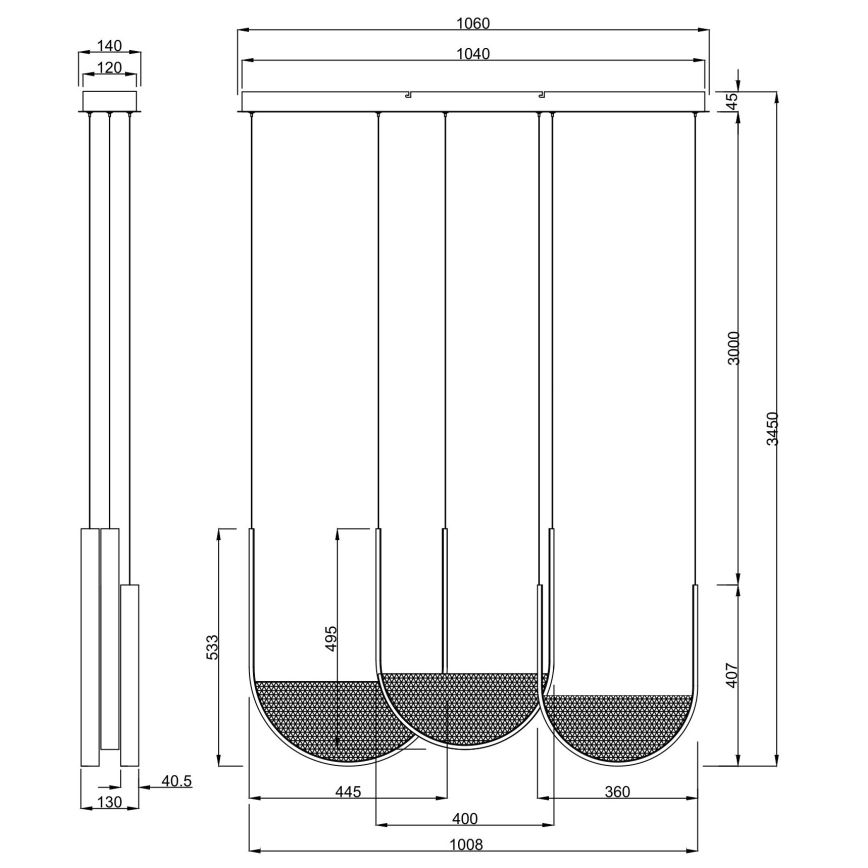 Ondaluce - LED prigušiva luster na sajli LOTUS LED/70W/230V zlatni