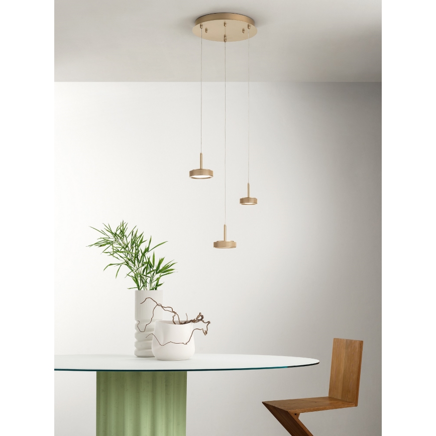 Ondaluce - LED prigušiva luster na sajli NINA LED/24W/230V prečnik 35 cm zlatna