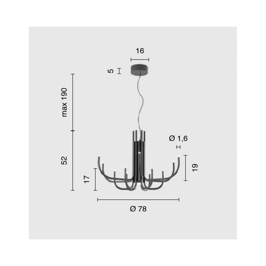Ondaluce - LED prigušiva luster na sajli NOUVEAU LED/35W/230V pr. 78 cm crna