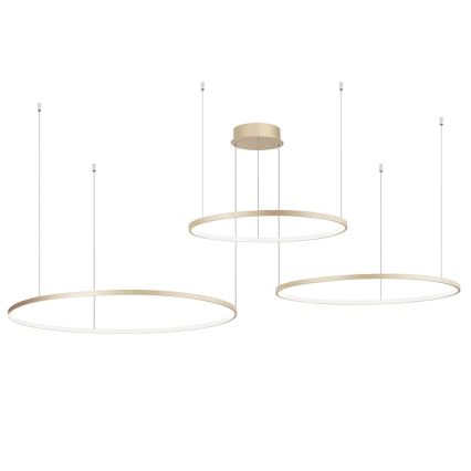 Ondaluce - LED prigušiva luster na sajli SOEL LED/28W/230V + LED/38W + LED/47W prečnik 100/80/60 cm zlatna