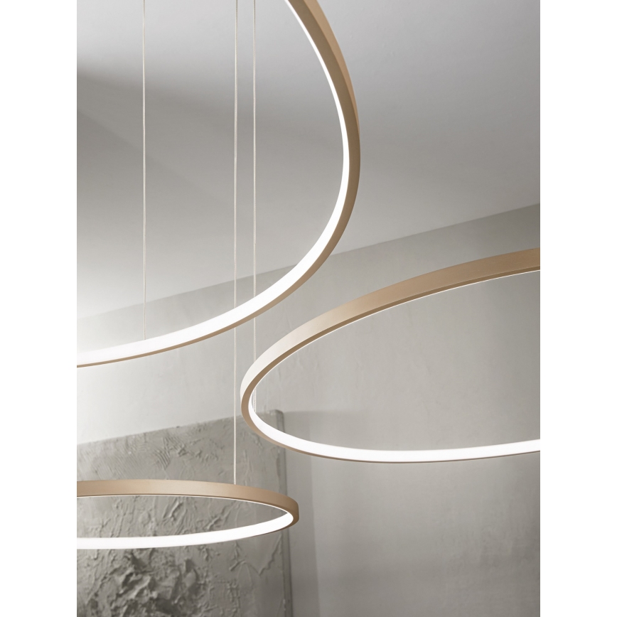 Ondaluce - LED prigušiva luster na sajli SOEL LED/28W/230V + LED/38W + LED/47W prečnik 100/80/60 cm zlatna