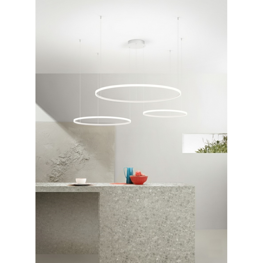 Ondaluce - LED prigušiva luster na sajli SOEL LED/28W/230V + LED/38W + LED/47W 3000/4000K pr. 100/80/60 cm bela
