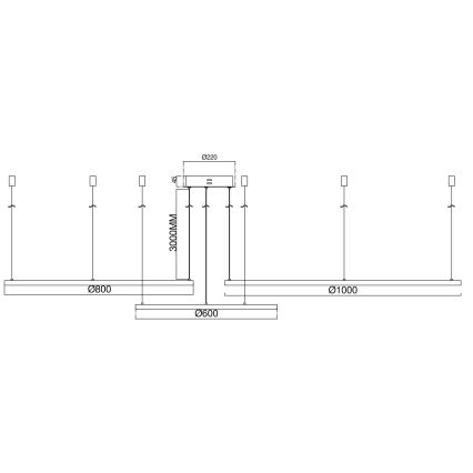 Ondaluce - LED prigušiva luster na sajli SOEL LED/28W/230V + LED/38W + LED/47W 3000/4000K pr. 100/80/60 cm bela