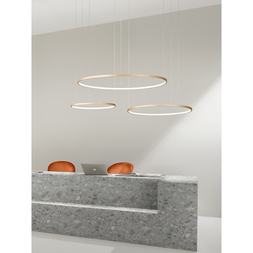 Ondaluce - LED prigušiva luster na sajli SOEL LED/28W/230V prečnik 60 cm zlatna