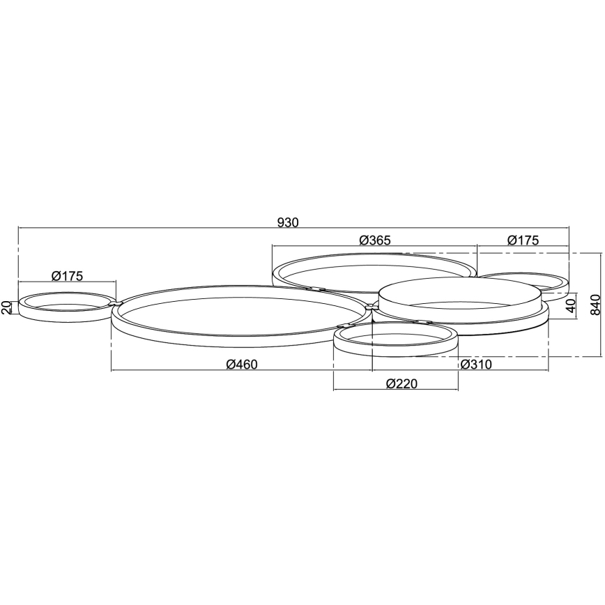 Ondaluce - LED prigušiva plafonska lampa POIS LED/68W/230V srebrna