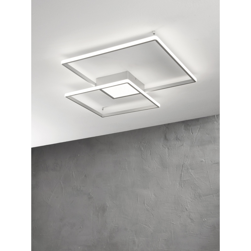 Ondaluce - LED prigušiva plafonska svetiljka DOWEL LED/46W/230V 55x55 cm srebrna
