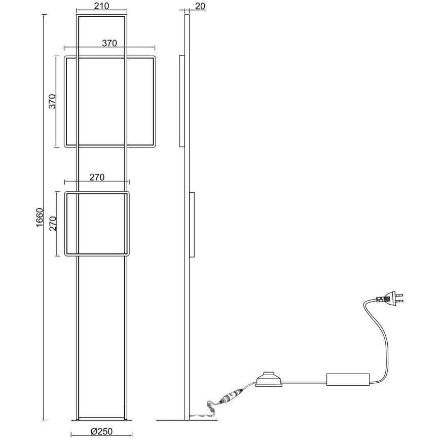 Ondaluce - LED prigušiva podna lampa DOWEL LED/77W/230V 166 cm srebrna