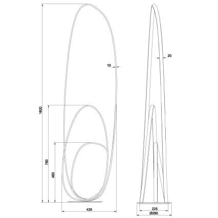Ondaluce - LED prigušiva podna lampa GOLDEN LED/45W/230V 160 cm zlatna