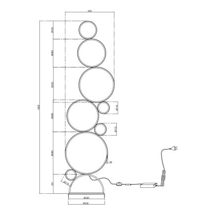 Ondaluce - LED prigušiva podna lampa POIS LED/52W/230V 160 cm zlatna