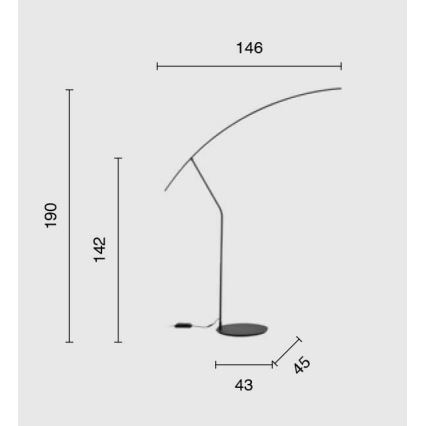 Ondaluce - LED prigušiva stojeća lampa FOLAGA LED/30W/230V 190 cm crna