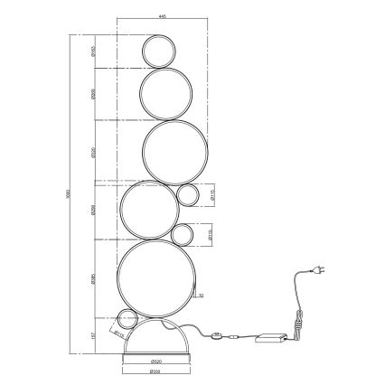 Ondaluce - LED prigušiva stojeća lampa POIS LED/52W/230V 160 cm srebrna