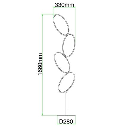 Ondaluce - LED prigušiva stojeća lampa RICE LED/38W/230V 166 cm zlatna