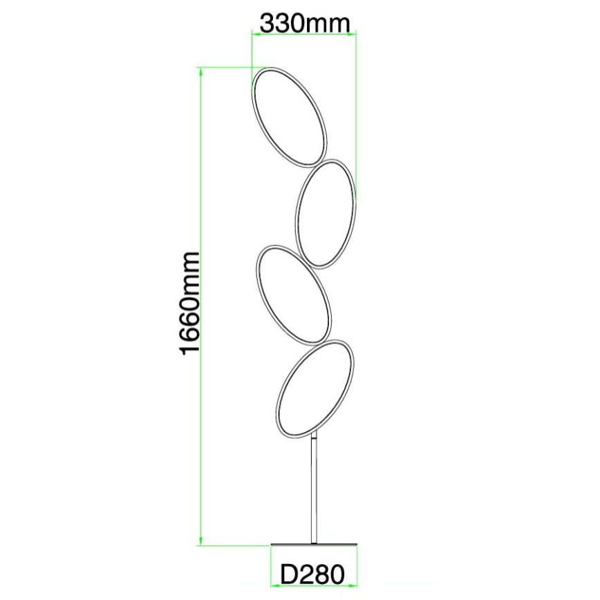 Ondaluce - LED prigušiva stojeća lampa RICE LED/38W/230V 166 cm zlatna