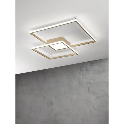 Ondaluce - LED prigušiva stropna svetiljka DOWEL LED/46W/230V 55x55 cm zlatna