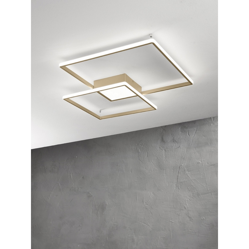 Ondaluce - LED prigušiva stropna svetiljka DOWEL LED/46W/230V 55x55 cm zlatna
