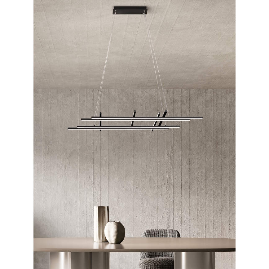 Ondaluce - LED prigušiva visilica na sajli MOVIDA LED/114W/230V crna