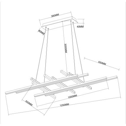 Ondaluce - LED prigušiva visilica na sajli MOVIDA LED/114W/230V crna