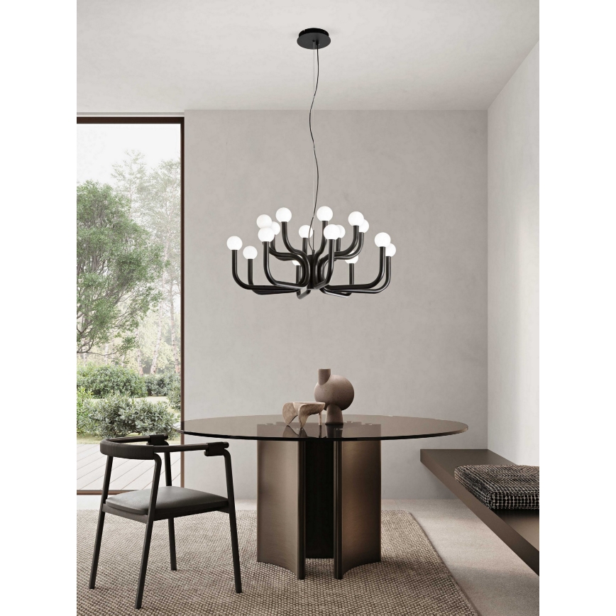 Ondaluce - Luster na sajli DERBY 16xG9/7W/230V pr. 81,5 cm crna