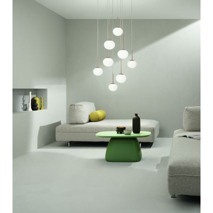 Ondaluce - Luster na sajli JEWEL 1xE14/10W/230V prečnik 17 cm zlatna/bela