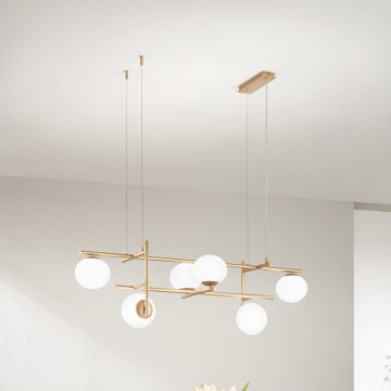 Ondaluce - Luster na sajli JEWEL 6xE14/10W/230V zlatna/bela