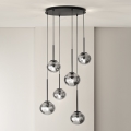 Ondaluce - Luster na sajli JEWEL 6xE14/10W/230V Ø 55 cm crna/zadimljena crna