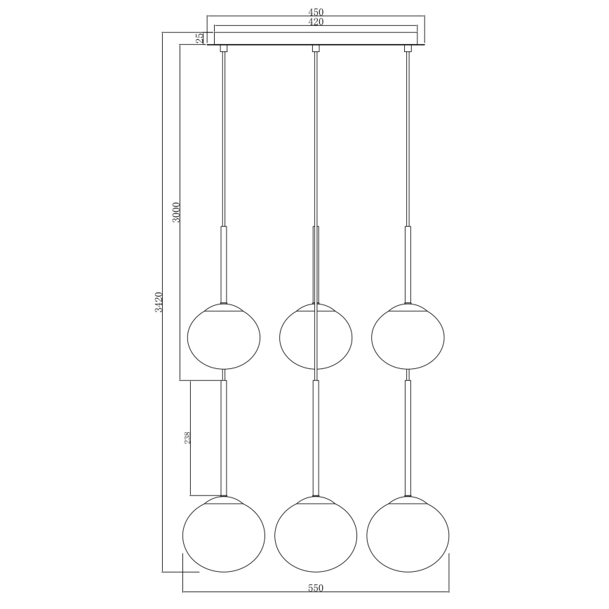 Ondaluce - Luster na sajli JEWEL 6xE14/10W/230V Ø 55 cm crna/zadimljena crna