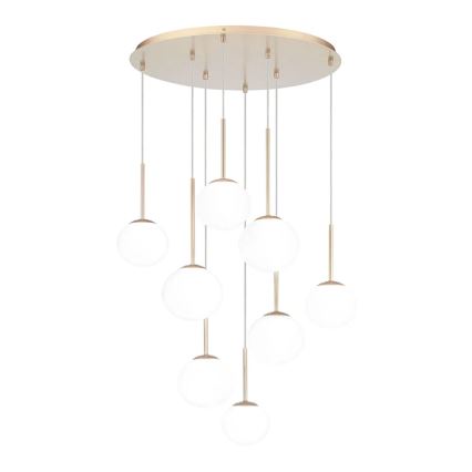 Ondaluce - Luster na sajli JEWEL 8xE14/10W/230V prečnik 70 cm zlatna/bela