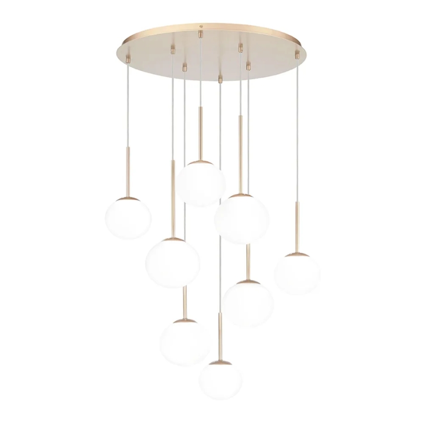 Ondaluce - Luster na sajli JEWEL 8xE14/10W/230V prečnik 70 cm zlatna/bela