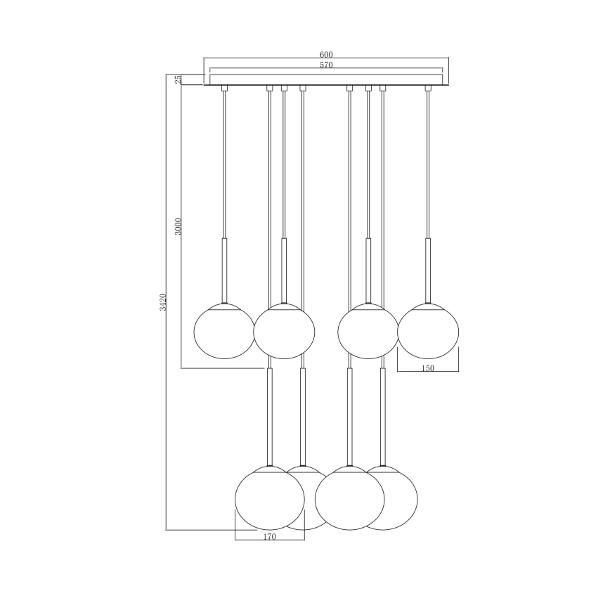 Ondaluce - Luster na sajli JEWEL 8xE14/10W/230V prečnik 70 cm zlatna/bela