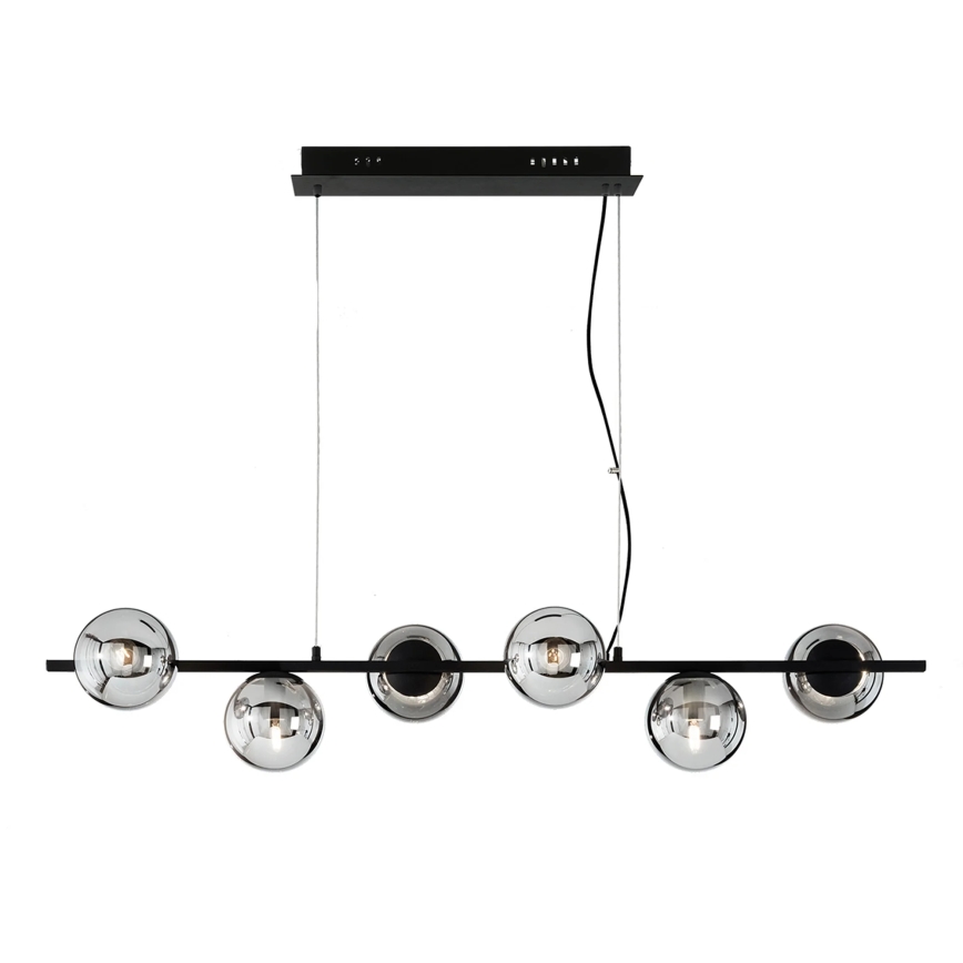 Ondaluce - Luster na sajli MONILE 6xE14/10W/230V crna/zadimljena crna