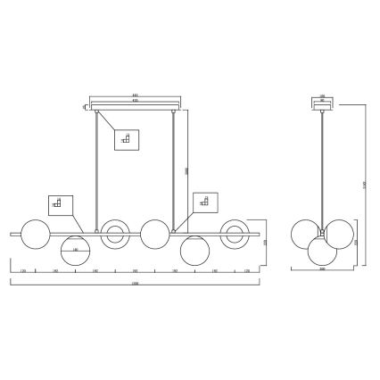 Ondaluce - Luster na sajli MONILE 6xE14/10W/230V zlatna/bela