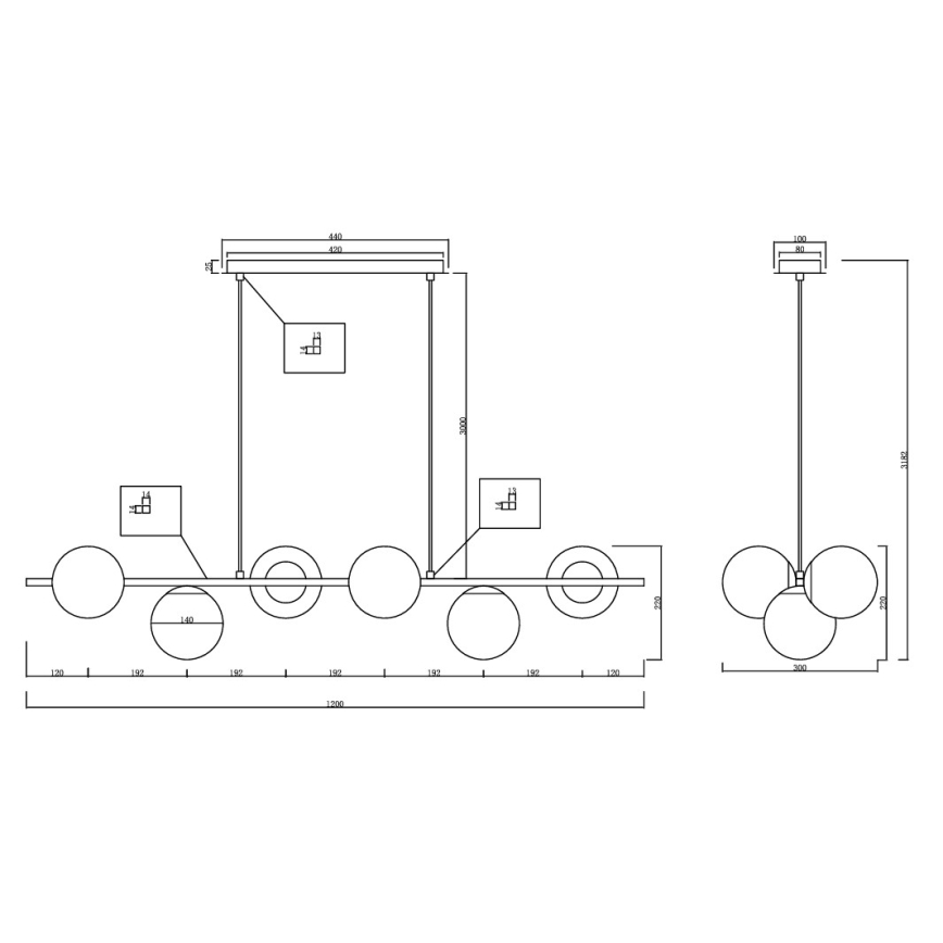 Ondaluce - Luster na sajli MONILE 6xE14/10W/230V zlatna/bela