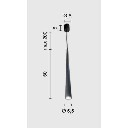 Ondaluce - Luster na sajli NOA 1xGU10/20W/230V prečnik 5,5 cm crna