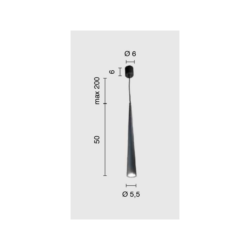 Ondaluce - Luster na sajli NOA 1xGU10/20W/230V prečnik 5,5 cm crna