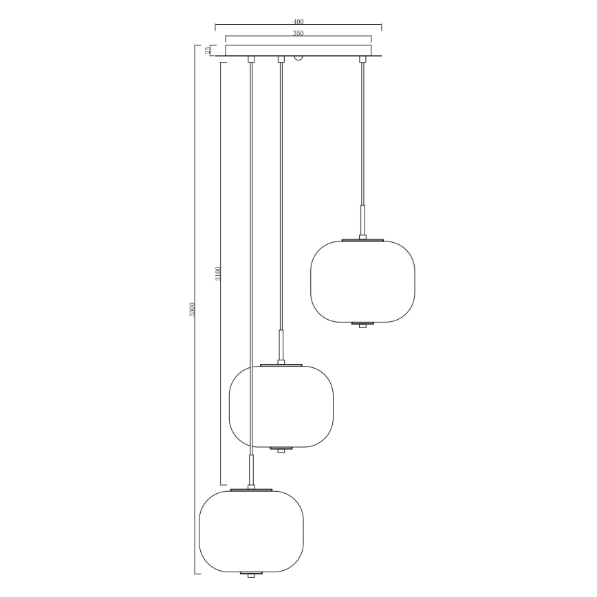Ondaluce - Luster na sajli ODETTE 3xE14/10W/230V prečnik 43 cm zlatna/dimljena višebojna