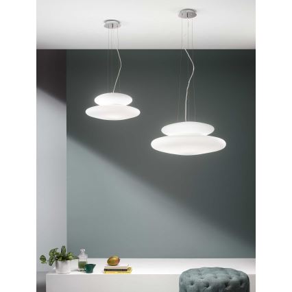 Ondaluce - Luster na sajli PAGODA 3xE27/15W/230V + 2xE27/15W, prečnik 50 cm, bela
