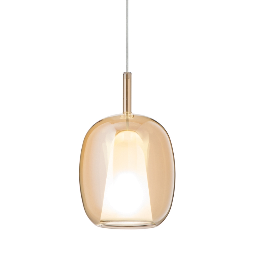 Ondaluce - Luster na sajli THELMA 1xE27/15W/230V prečnik 19,5 cm zlatna/duvanska bež