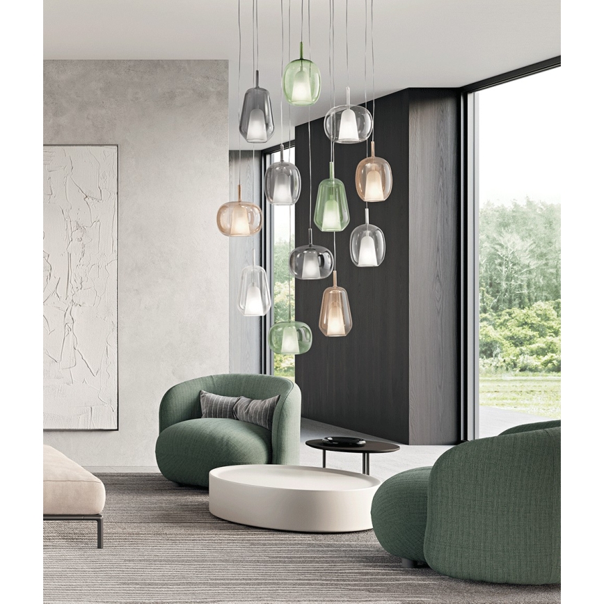 Ondaluce - Luster na sajli THELMA 1xE27/15W/230V prečnik 19 cm zlatna/prozirna