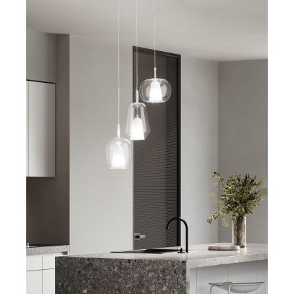 Ondaluce - Luster na sajli THELMA 1xE27/15W/230V prečnik 19 cm zlatna/prozirna