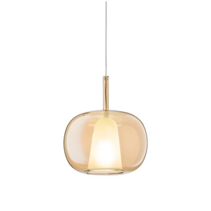 Ondaluce - Luster na sajli THELMA 1xE27/15W/230V prečnik 25 cm zlatna/zadimljeno bež