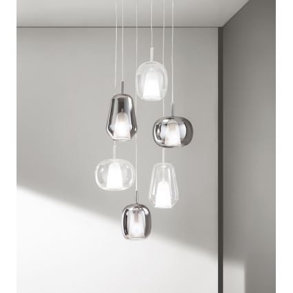 Ondaluce - Luster na sajli THELMA 1xE27/15W/230V Ø 19,5 cm crna/dimljeno-siva
