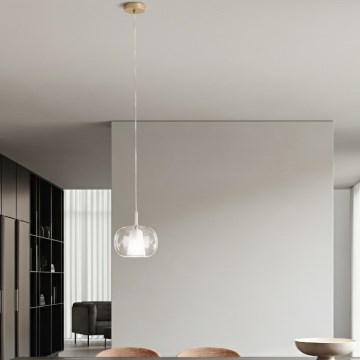 Ondaluce - Luster na sajli THELMA 1xE27/15W/230V Ø 25 cm zlatna/prozirna