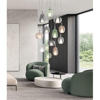 Ondaluce - Luster na sajli THELMA 1xE27/15W/230V Ø 25 cm zlatna/prozirna