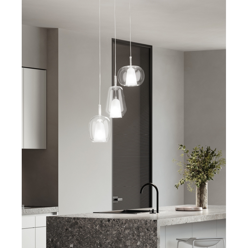 Ondaluce - Luster na sajli THELMA 1xE27/15W/230V Ø 25 cm zlatna/prozirna