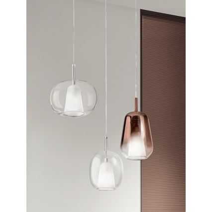 Ondaluce - Luster na sajli THELMA 1xE27/15W/230V Ø 25 cm zlatna/prozirna