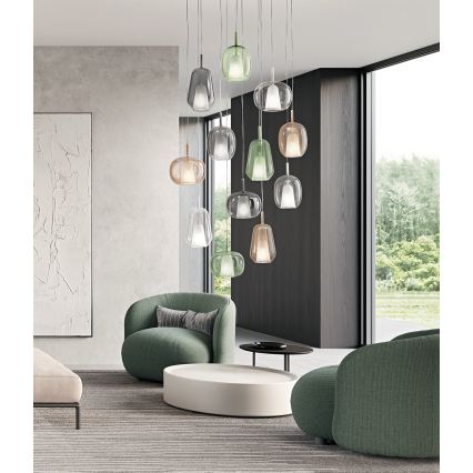 Ondaluce - luster na sajli THELMA 3xE27/15W/230V prečnik 19,5 cm zlatna/prozirna