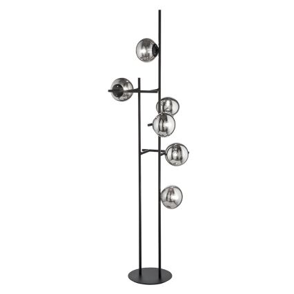 Ondaluce - Podna lampa JEWEL 6xE14/10W/230V 166 cm crna/zadimljena crna