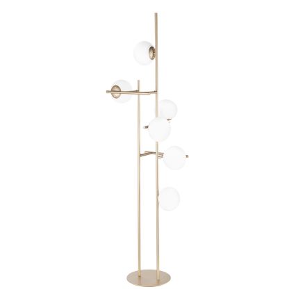 Ondaluce - Podna lampa JEWEL 6xE14/10W/230V 166 cm zlatna/bela