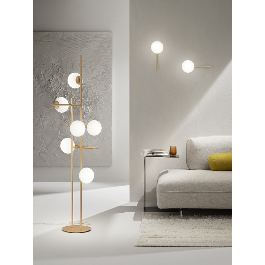 Ondaluce - Podna lampa JEWEL 6xE14/10W/230V 166 cm zlatna/bela